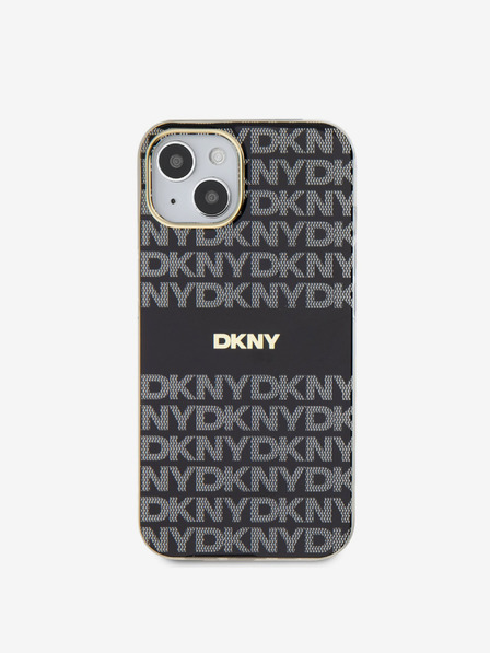 DKNY PC/TPU ponavljajući uzorak Tonal Stripe Magsafe stražnja maska za iPhone 15 crna DKNY