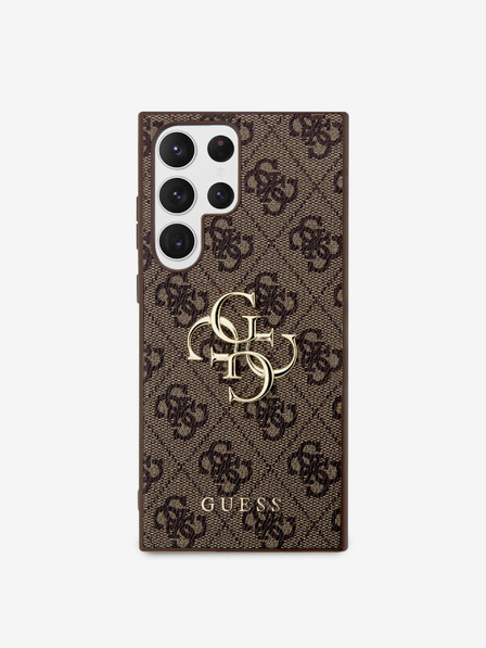 Guess Stražnja maska Guess PU 4G s metalnim logotipom za Samsung Galaxy S23 Ultra Brown