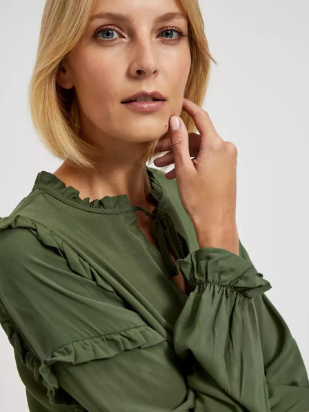 Moodo Moodo kaki bluza s volanima na rukavima