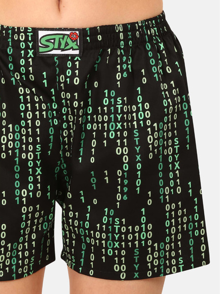 Styx Zeleno-crne ženske kratke hlače za spavanje s uzorkom Styx Code