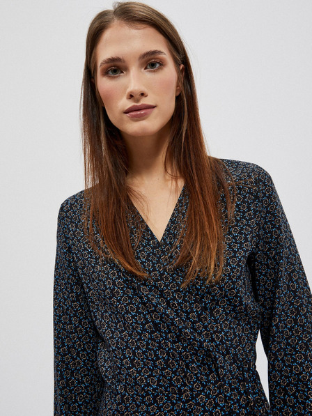 Moodo Moodo crna ženska midi haljina s uzorkom