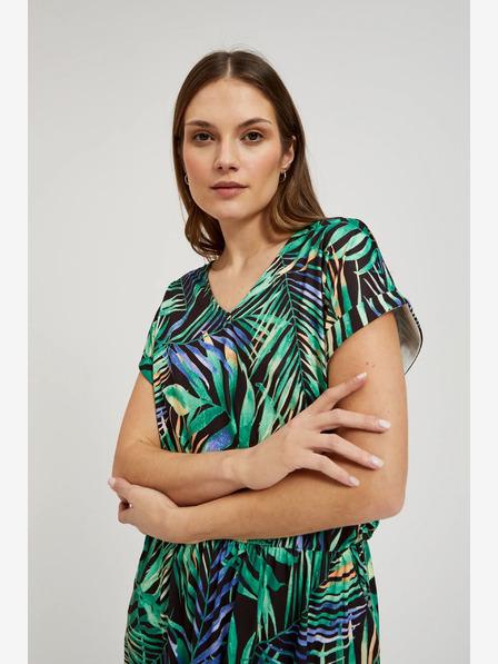 Moodo Moodo tirkizna i crna haljina s uzorkom