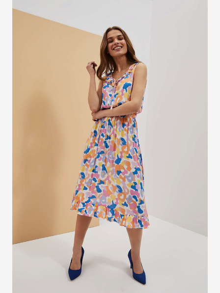 Moodo Moodo kremasta haljina s uzorkom