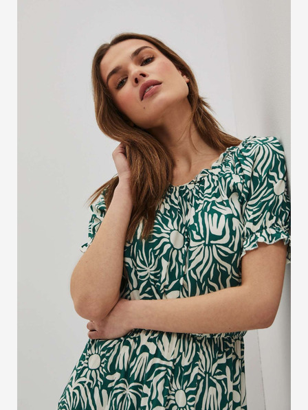 Moodo Moodo zelena haljina s uzorkom