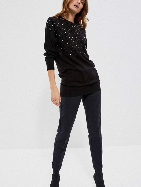 Moodo Crni ženski džemper s Moodo perlicama