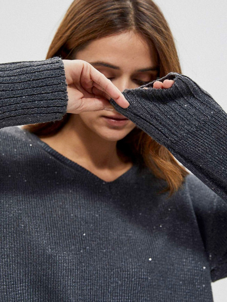 Moodo Moodo sivi ženski svjetlucavi džemper