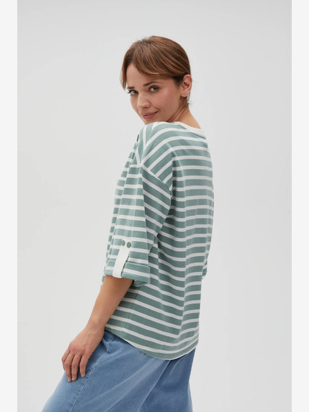 Moodo Moodo bijelo-zelena ženska majica na pruge
