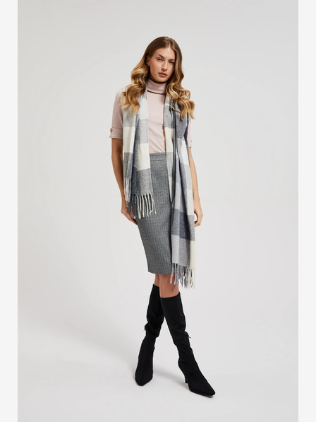 Moodo Bijelo-sivi kockasti Moodo šal za žene