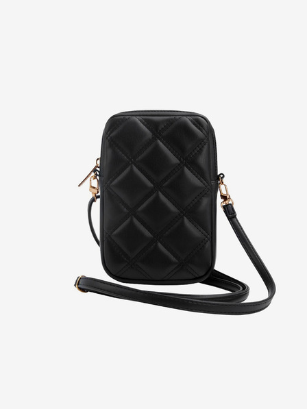 Guess Guess PU prošivena 4G metalna telefonska torba s logotipom i patentnim zatvaračem crna