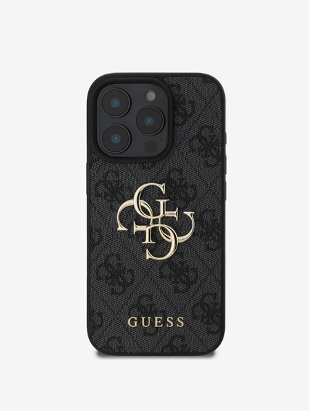 Guess Stražnja maska Guess PU 4G s metalnim logotipom za iPhone 16 Pro siva
