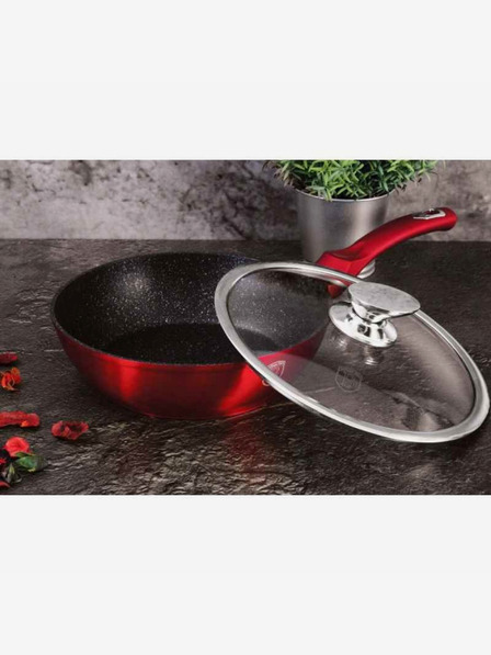 Berlingerhaus Duboka tava s mramornom površinom i poklopcem 24 cm Burgundy Metallic Line BERLINGERHAUS