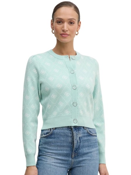 Guess Jeans Zeleni ženski kardigan od vunene mješavine s logom 4G Guess jeans