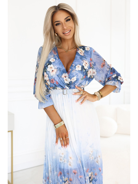 numoco Lagane midi haljine s V-izrezom i naborima