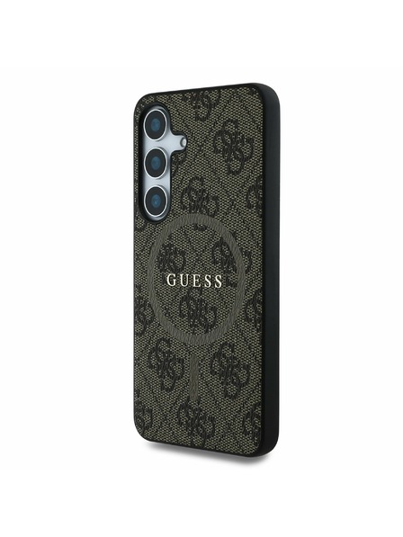Guess Guess PU Koža 4G Šareni Prsten MagSafe Stražnji Poklopac za Samsung Galaxy S25 Brown