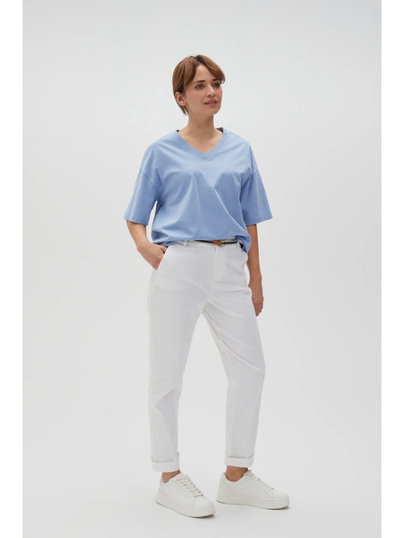 Moodo Bijele ženske hlače s pojasom Moodo