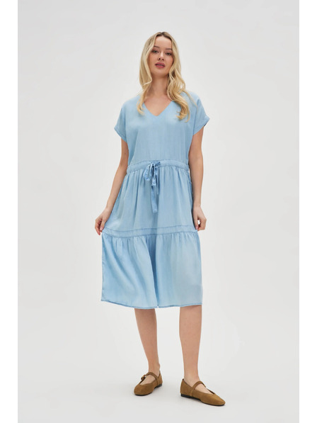 Moodo Svijetloplava midi haljina s volanima Moodo