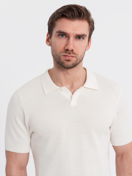 Ombre Clothing Muška pamučna polo majica od strukturirane pletenine - bijela