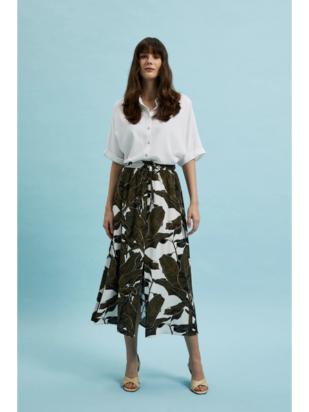 Moodo Khaki uzorirana široka suknja