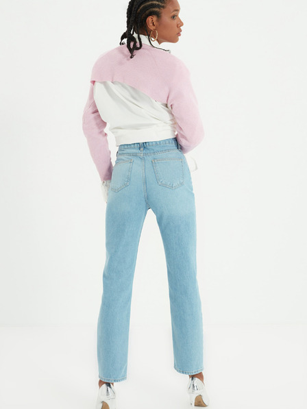 Trendyol Svijetloplave mom fit traperice s poderanim efektom Trendyol