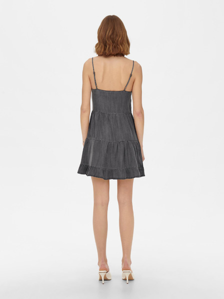 ONLY Tamno siva kratka haljina na bretele SAMO Ragna