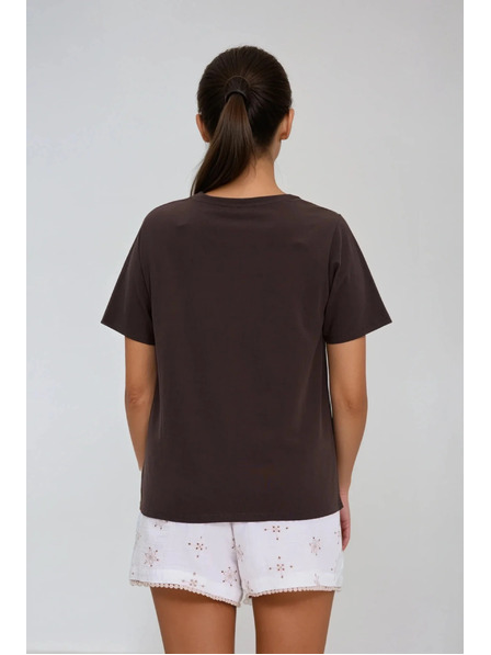 Moodo Ženski smeđi top s madeira rubom