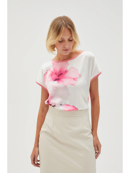 Moodo Ženska bijela bluza s cvjetovima
