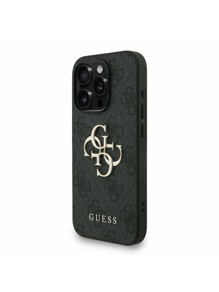 Guess Guess PU 4G Metal Logo Remen Stražnji poklopac za iPhone 15 Pro Max Crna