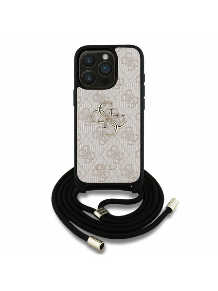 Guess Guess PU 4G Metal Logo Crossbody Remen Stražnji poklopac za iPhone 15 Pro Roza