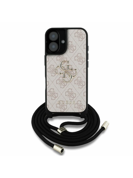 Guess Guess PU 4G Metal Logo Crossbody Remen Stražnji poklopac za iPhone 16 Roza