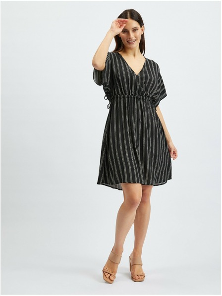 Orsay Crna ženska haljina na pruge ORSAY