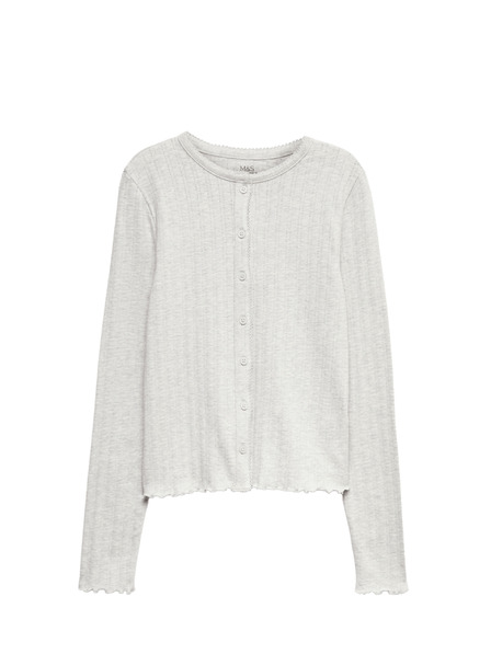 Marks & Spencer Top s gumbima i kopčanjem na gumbe s visokim udjelom pamuka (6–16 godina) Marks & Spencer siva