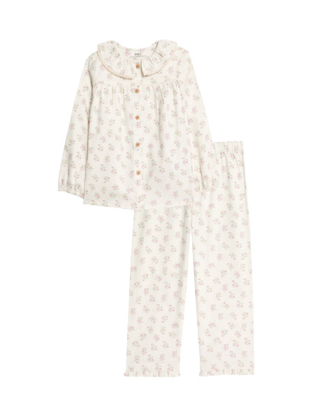Marks & Spencer Pidžama s cvjetnim uzorkom od čistog pamuka (9 mjeseci–10 godina) Marks & Spencer krem