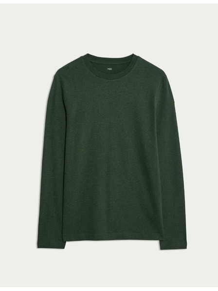 Marks & Spencer Čisto pamučna majica dugih rukava, meka na dodir Marks & Spencer zelena