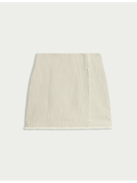 Marks & Spencer Mini suknja od čistog pamuka s otrcanim rubovima Marks & Spencer krem