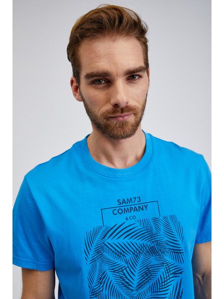Sam 73 Plava muška pamučna majica s printom SAM73 Almandit