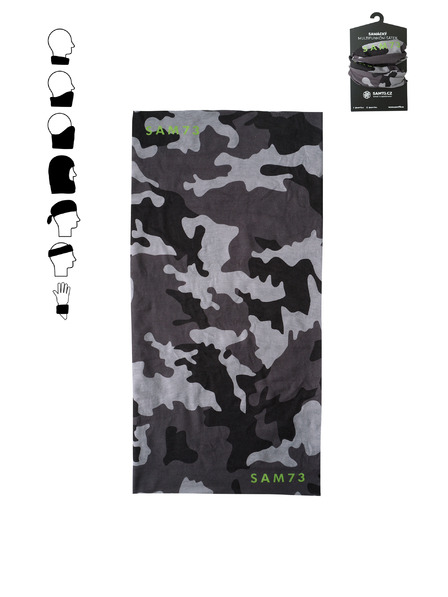 Sam 73 Sivi multifunkcionalni šal s uzorkom SAM 73