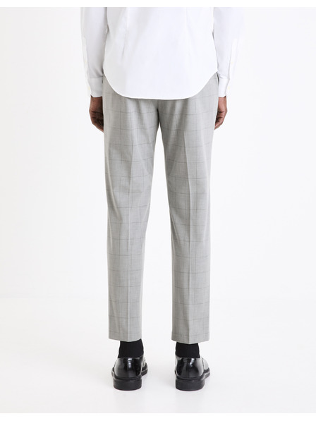 Celio Svijetlo sive muške chino hlače na kockice Celio Gocarreau