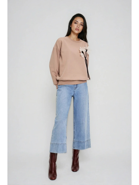 Moodo Pulover s cvjetom bež Moodo