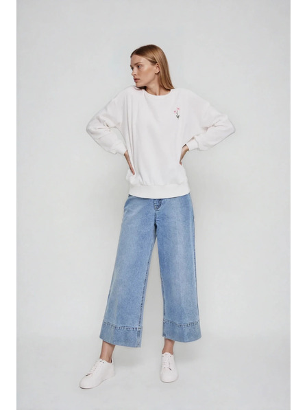 Moodo Bluza s izvezenim cvjetom bijela Moodo