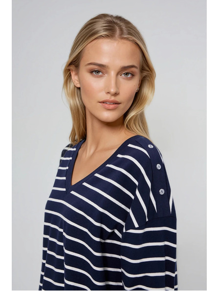 Moodo Prugasta dukserica tamno plava Moodo