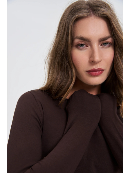 Moodo Uska smeđa bluza s dugim rukavima Moodo