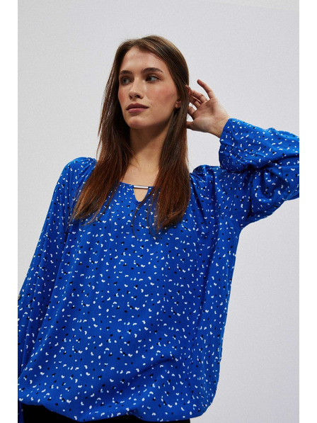 Moodo Uzorana košulja s čamac izrezom plava Moodo