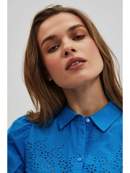 Moodo Azurna košulja s naboranim rukavima Moodo