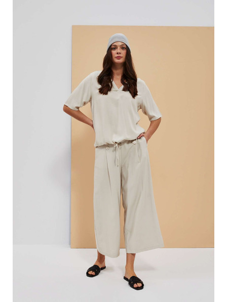 Moodo Pijesak smeđa košulja Moodo sa vezivanjem u struku i V-izrezom