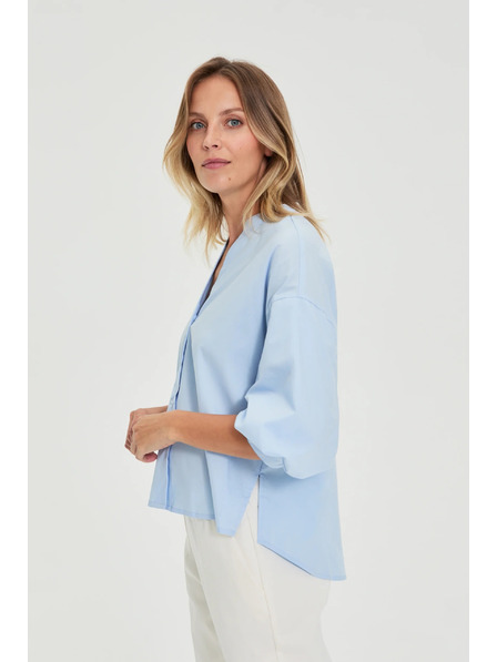 Moodo Svjetloplava košulja s naboranim rukavima Moodo