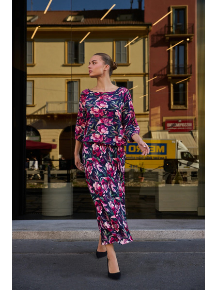 Moodo Tamno plava viskozna košulja Moodo s cvjetnim uzorkom