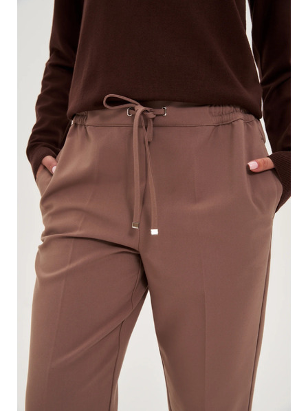 Moodo Tamno bež hlače s teksturom i ravnim nogavicama Moodo