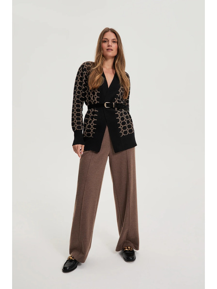 Moodo Crni kardigan s geometrijskim uzorkom Moodo