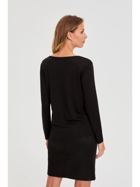 Moodo Pulover s čipkastim izrezom crni Moodo