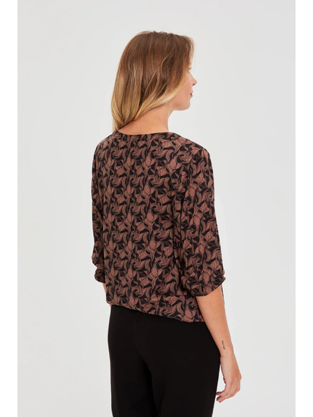 Moodo Smeđi pulover s kratkim rukavima Moodo